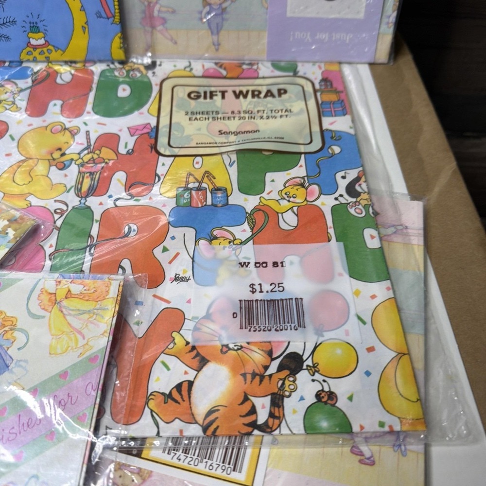 Lot Of Vintage Wrapping Paper Sheets Multiple Occasions 70s 80s Mickey/Clowns - Picture 10 of 13